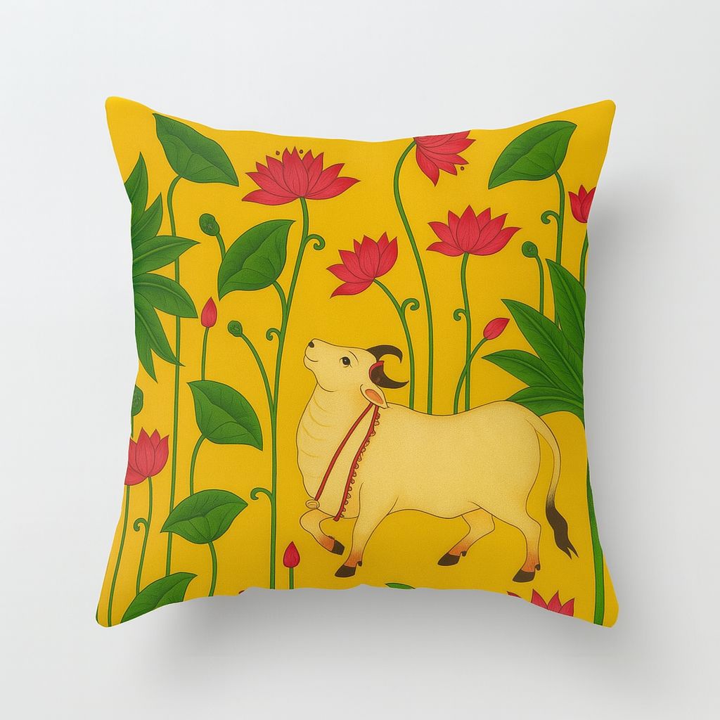 Lotus & Bull Motif Cushion Set